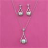 American Diamond Classic Pendant Set with Rhodium Plating 2 Tone Plating