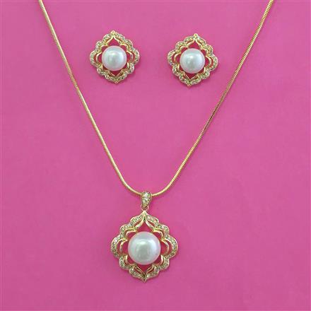 American Diamond Classic Pendant Set with Rhodium Plating 2 Tone Plating