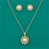 American Diamond Classic Pendant Set with Rhodium Plating 2 Tone Plating