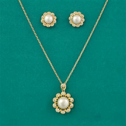 American Diamond Classic Pendant Set with Rhodium Plating 2 Tone Plating
