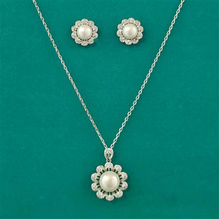American Diamond Classic Pendant Set with Rhodium Plating 2 Tone Plating