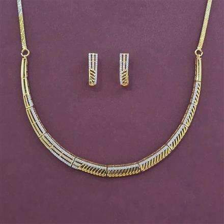 American Diamond Hasli Necklace with Rhodium Plating 2 Tone Plating