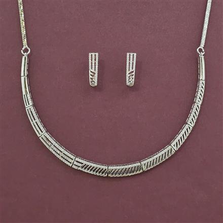 American Diamond Hasli Necklace with Rhodium Plating 2 Tone Plating