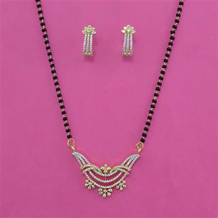 American Diamond Classic Mangalsutra with Rhodium Plating 2 Tone Plating