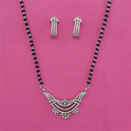 American Diamond Classic Mangalsutra with Rhodium Plating 2 Tone Plating