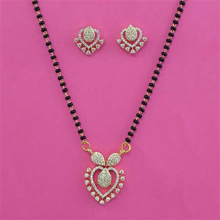 American Diamond Classic Mangalsutra with Rhodium Plating 2 Tone Plating