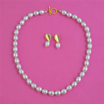 American Diamond Pearl Mala With Gold Plating Rhodium Plating