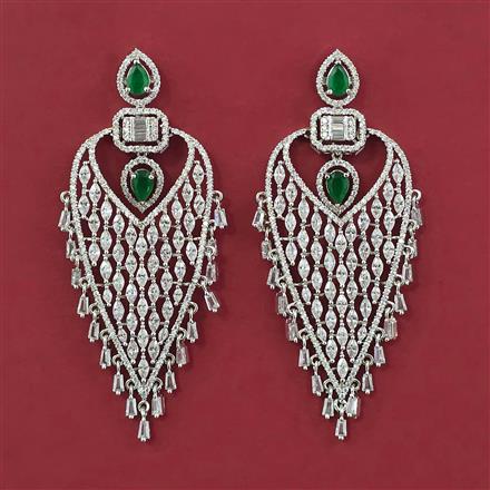 American Diamond Classic Earring with Rhodium Plating