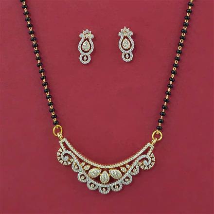 American Diamond Classic Mangalsutra with Rhodium Plating 2 Tone Plating