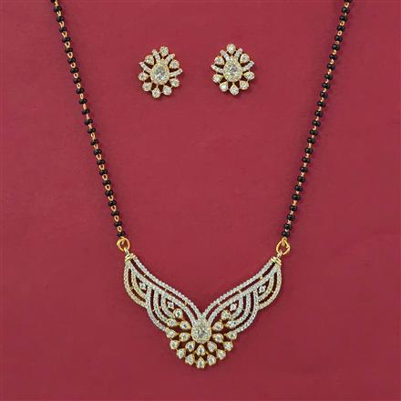 American Diamond Classic Mangalsutra with Rhodium Plating 2 Tone Plating