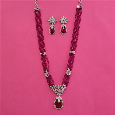 American Diamond Bandhai Necklace with Rhodium Plating