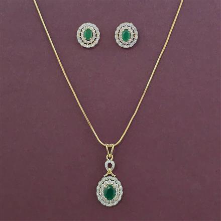 American Diamond Classic Pendant Set with 2 Tone Plating