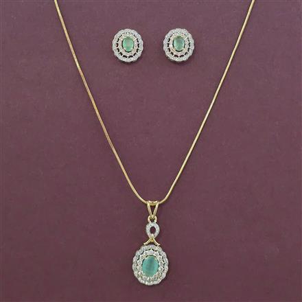American Diamond Classic Pendant Set with 2 Tone Plating