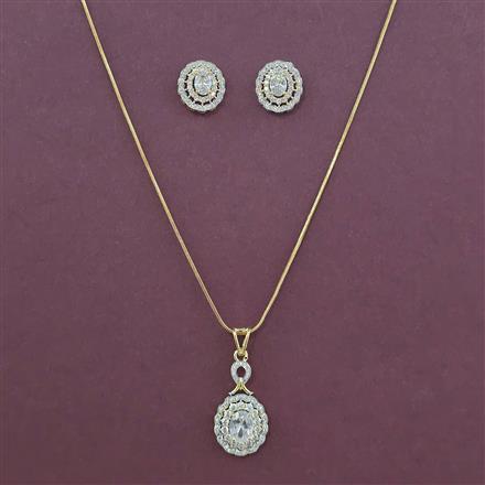 American Diamond Classic Pendant Set with 2 Tone Plating