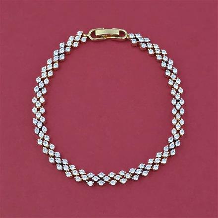 American Diamond Classic Bracelet with Rhodium Plating 2 Tone Plating