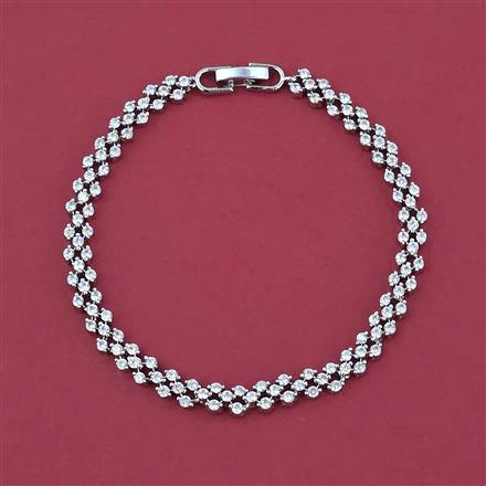 American Diamond Classic Bracelet with Rhodium Plating 2 Tone Plating