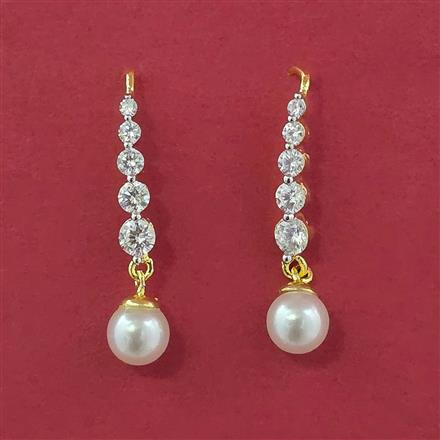 American Diamond Classic Earring with Rhodium Plating 2 Tone Plating