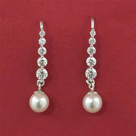 American Diamond Classic Earring with Rhodium Plating 2 Tone Plating