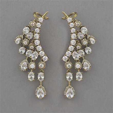 American Diamond Earcuff with Rhodium Plating 2 Tone Plating Mehndi Plating