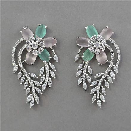 American Diamond Classic Earring with Rhodium Plating