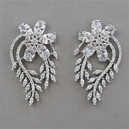 American Diamond Classic Earring with Rhodium Plating