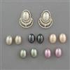 American Diamond Changeable Earring with Rhodium Plating 2 Tone Plating