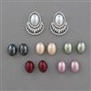 American Diamond Changeable Earring with Rhodium Plating 2 Tone Plating