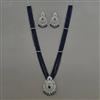 American Diamond Long Pendant Set with Rhodium Plating
