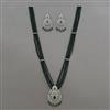 American Diamond Long Pendant Set with Rhodium Plating