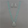 American Diamond Long Pendant Set with Rhodium Plating