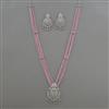 American Diamond Long Pendant Set with Rhodium Plating