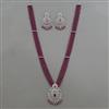 American Diamond Long Pendant Set with Rhodium Plating