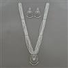 American Diamond Long Pendant Set with Rhodium Plating
