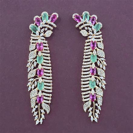 American Diamond Long Earring with Carat Plating