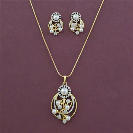 American Diamond Classic Pendant Set with 2 Tone Plating