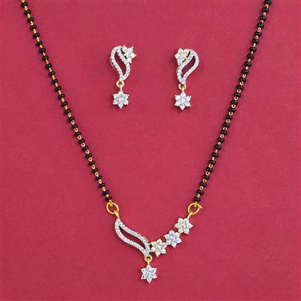 American Diamond Delicate Mangalsutra with Rhodium Plating 2 Tone Plating