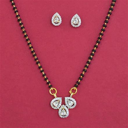 American Diamond Delicate Mangalsutra with Rhodium Plating 2 Tone Plating