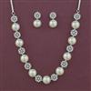 American Diamond Pearl Necklace with Rhodium Plating 2 Tone Plating Mehndi Plating