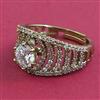American Diamond Solitaire Ring with Rhodium Plating 2 Tone Plating Mehndi Plating