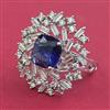 American Diamond Adjustable Ring with Rhodium Plating