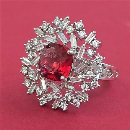 American Diamond Adjustable Ring with Rhodium Plating