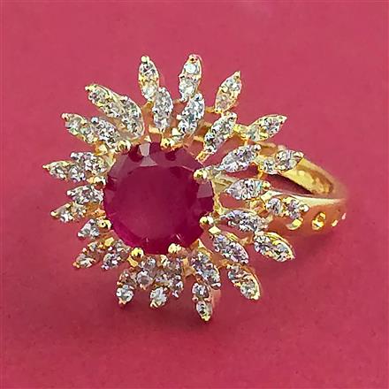 American Diamond Adjustable Ring with 2 Tone Plating