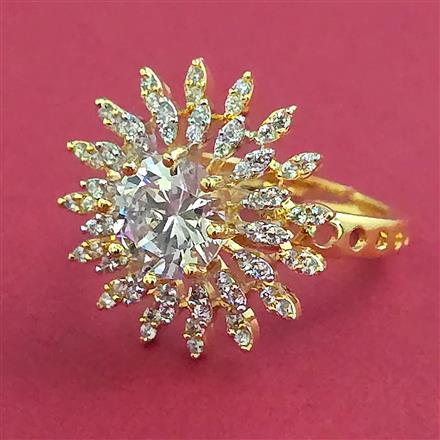 American Diamond Adjustable Ring with 2 Tone Plating