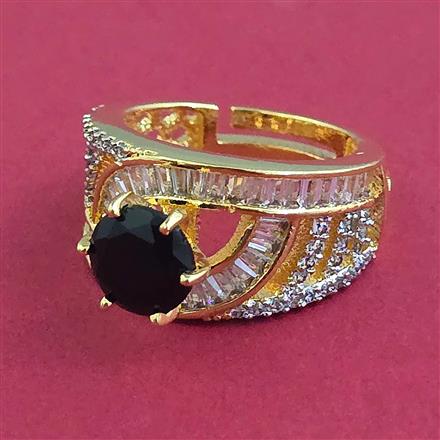 American Diamond Solitaire Ring with 2 Tone Plating