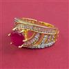 American Diamond Solitaire Ring with 2 Tone Plating