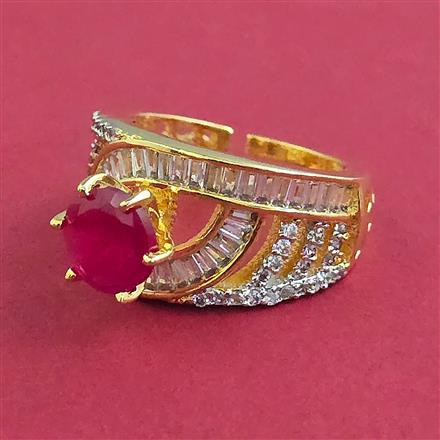 American Diamond Solitaire Ring with 2 Tone Plating