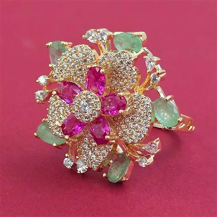 American Diamond Adjustable Ring with Carat Plating