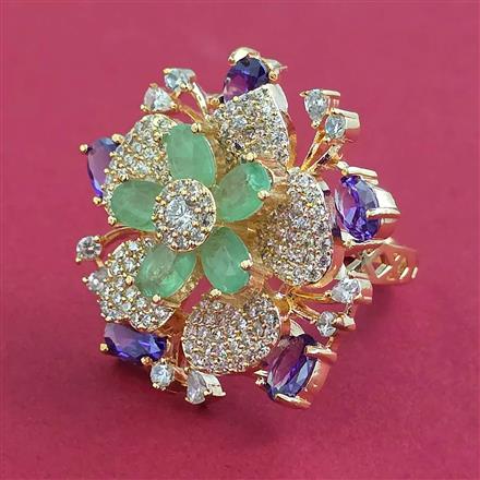 American Diamond Adjustable Ring with Carat Plating
