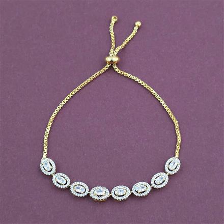 American Diamond Adjustable Bracelet with Rhodium Plating 2 Tone Plating Mehndi Plating