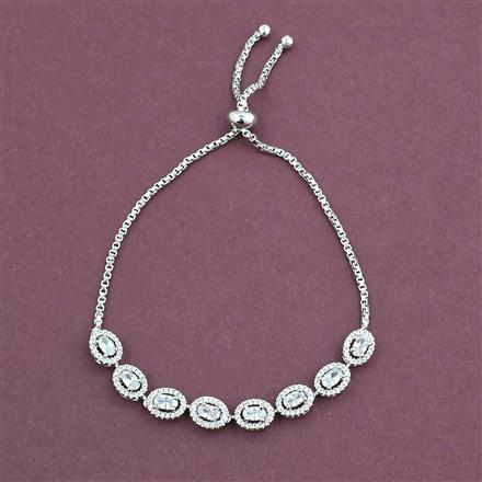 American Diamond Adjustable Bracelet with Rhodium Plating 2 Tone Plating Mehndi Plating